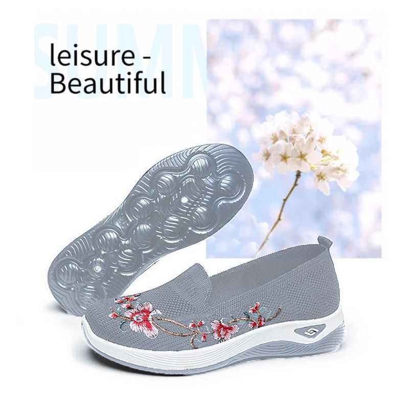 Size 38-41 Women's shoes mother walking shoes students sneakers embroidered gym girls travel shoes ladies mesh sport casual fashion running shoes