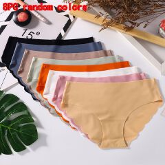 Thor 8PC colors random women's seamless ice silk panties soft thin light briefs ladies cotton crotch lingerie  comfy invisible briefs girls quick drying underwear