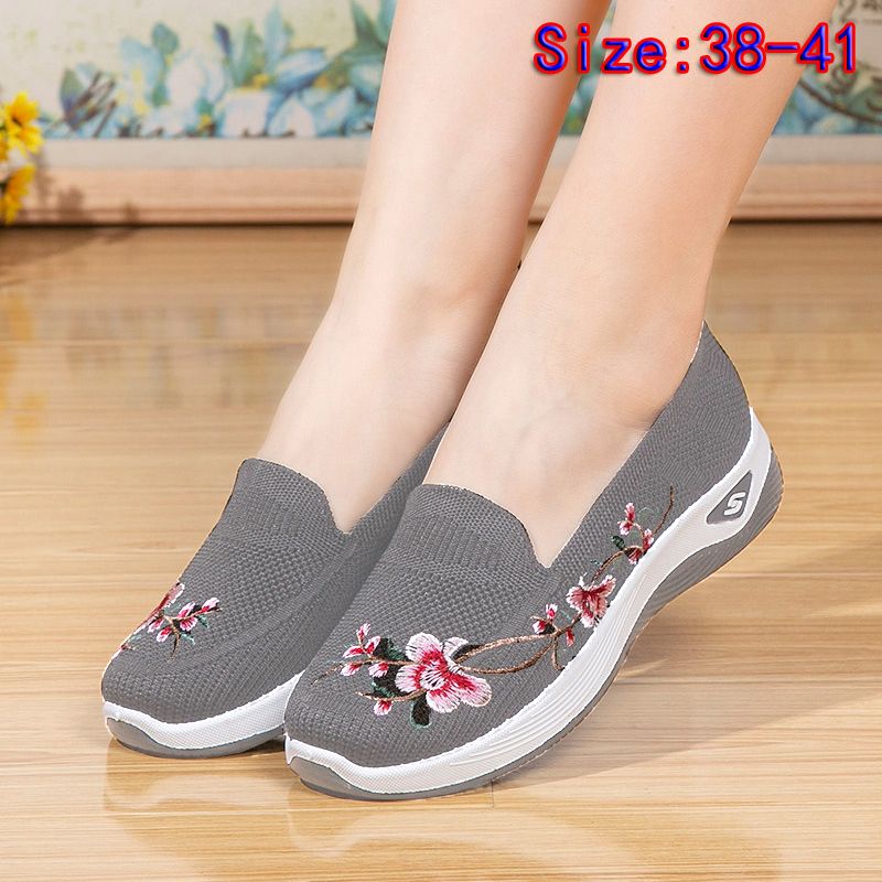 Size 38-41 Women's shoes mother walking shoes students sneakers embroidered gym girls travel shoes ladies mesh sport casual fashion running shoes