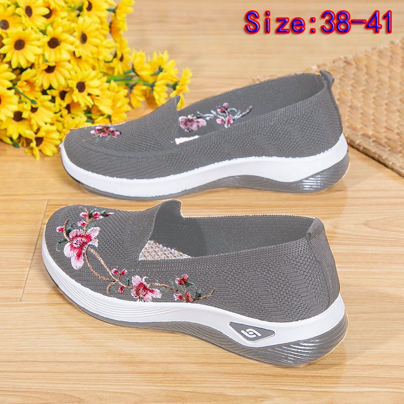 Size 38-41 Women's shoes mother walking shoes students sneakers embroidered gym girls travel shoes ladies mesh sport casual fashion running shoes