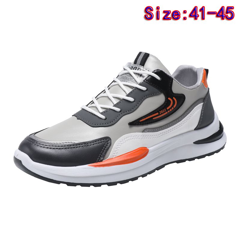 Size 41-45 Men's PU artificial leather fashion sneakers outdoor sports shoes students running shoes Boys walking shoes athletic driving shoes
