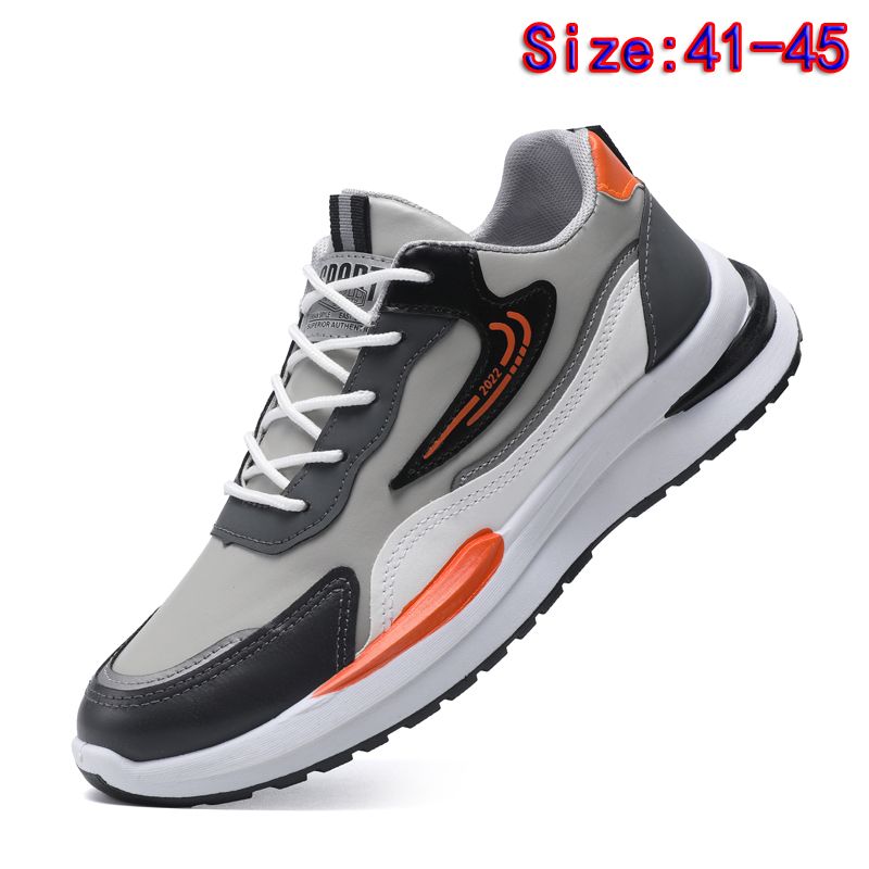 Size 41-45 Men's PU artificial leather fashion sneakers outdoor sports shoes students running shoes Boys walking shoes athletic driving shoes