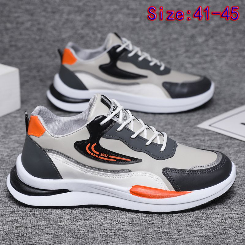 Size 41-45 Men's PU artificial leather fashion sneakers outdoor sports shoes students running shoes Boys walking shoes athletic driving shoes