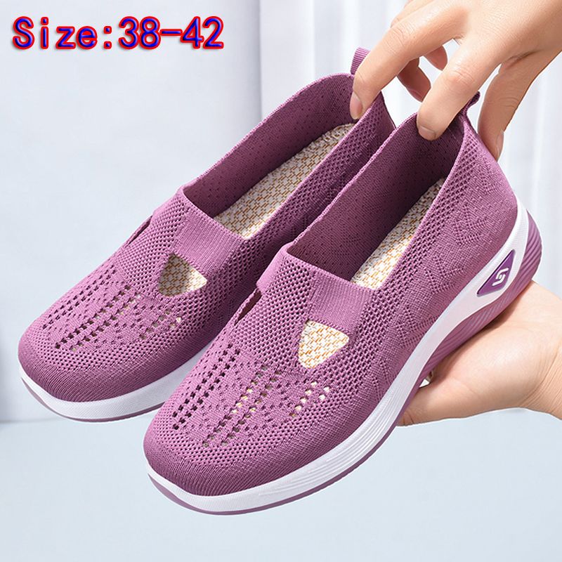 Size 38-42 Women's running shoes single shoes ladies' soft soled casual shoes girls' athletic mesh shoes students Yoga shoes driving shoes Mom gym shoes sneaker