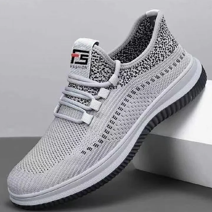 Thor Men's fly weaving shoes Boys sports breathable comfortable sneakers Students casual men's shoes running shoe athletic driving shoes grey