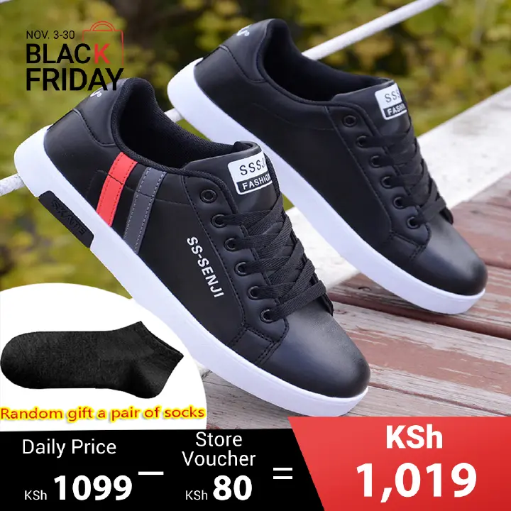 Thor Men's casual PU artificial leather shoes fashion driving shoes students single shoes athletic skateboarding shoes sneakers Boys Black sports shoes