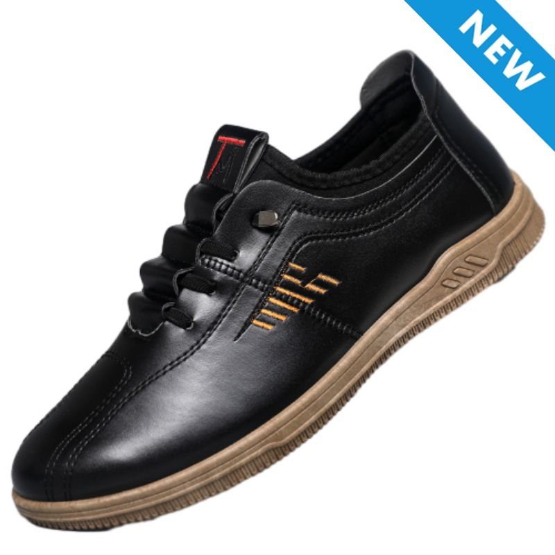 Thor Size 41-44 Men's PU Leather shoes boys fashion single shoes students soft artificial leather driving shoes Daddy business shoes non-slip shoes  black