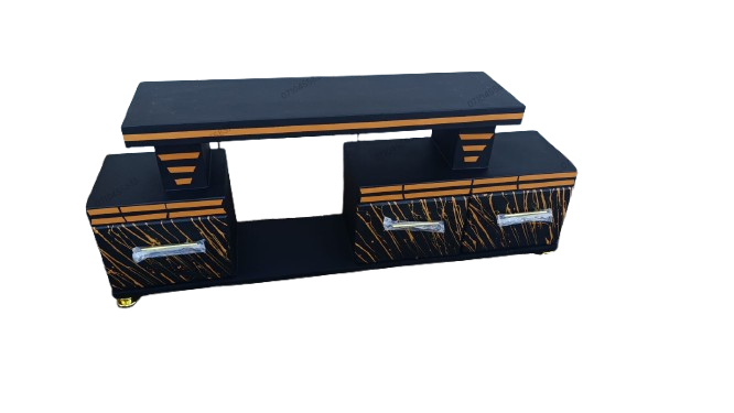 High Quality Black Modern TV Stand With LED Lights 5FT Long Can Fit upto 55 Inch TV  Stylish Storage Cabinet For Living Room  PLUS Free 4-Way Extension