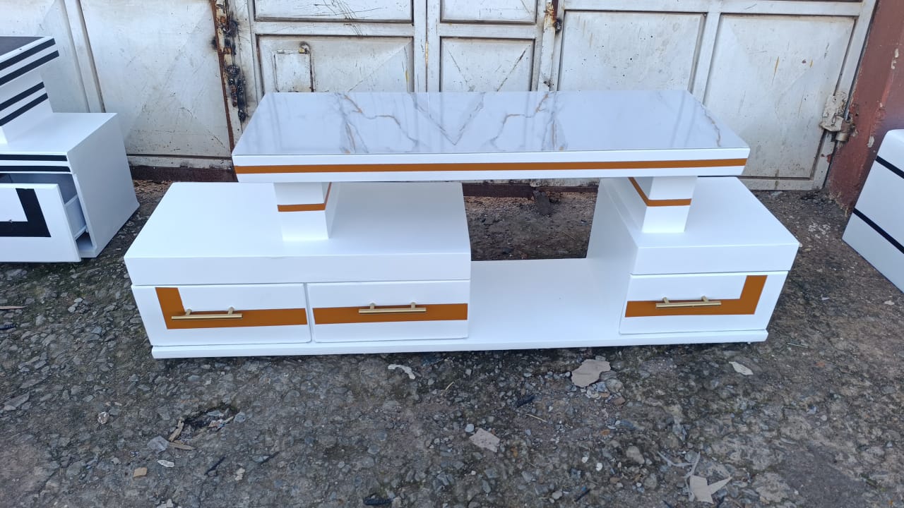 ON OFFER!! Modern TV Stand 5FT Wooden with Marble Top With LED Lights High Quality TV Stands Can Fit upto 55 Inch TV   Stylish Classic and Durable