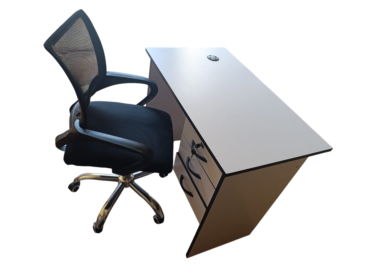 PROMOTION!! 1-Meter Office / Study Desk with Ergonomic Office Chair – Durable & Comfortable for Home & Office PLUS Free 4-Way Extension Cable