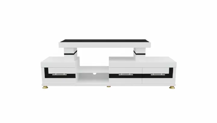 ON OFFER!! Modern TV Stand 5FTS Wooden With LED Lights Can Fit upto 55 Inch TV Black and White with cabinets for storage PLUS Free 4 Way Extension Cable