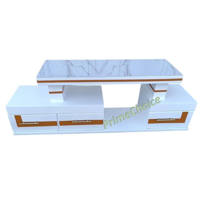 ON OFFER! Modern TV Stand 5FT Wooden with Marble Top With LED Lights Can Fit upto 55 Inch TV  High Quality TV Stands Stylish Classic and Durable