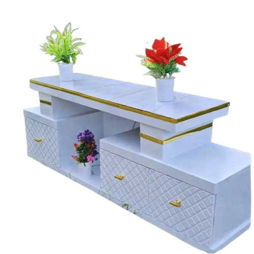 Modern TV Stand 5FT Wooden with Marble Top With LED Lights Can Fit upto 55 Inch TV  High Quality TV Stands Stylish Classic and Durable PLUS Free 4-Way Extension Cable