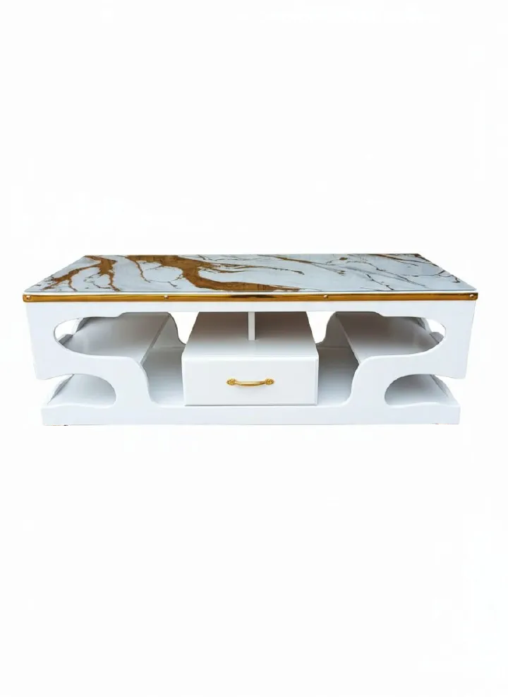 【Promotion】 Modern Marble Top Coffee Table Elegant 4ft by 2 ft With Drawers for Living Room (Black and Gray) and (White)
