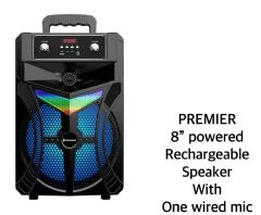 8'' Heavy base powered portable Rachargeable  speaker with one wired MIC
