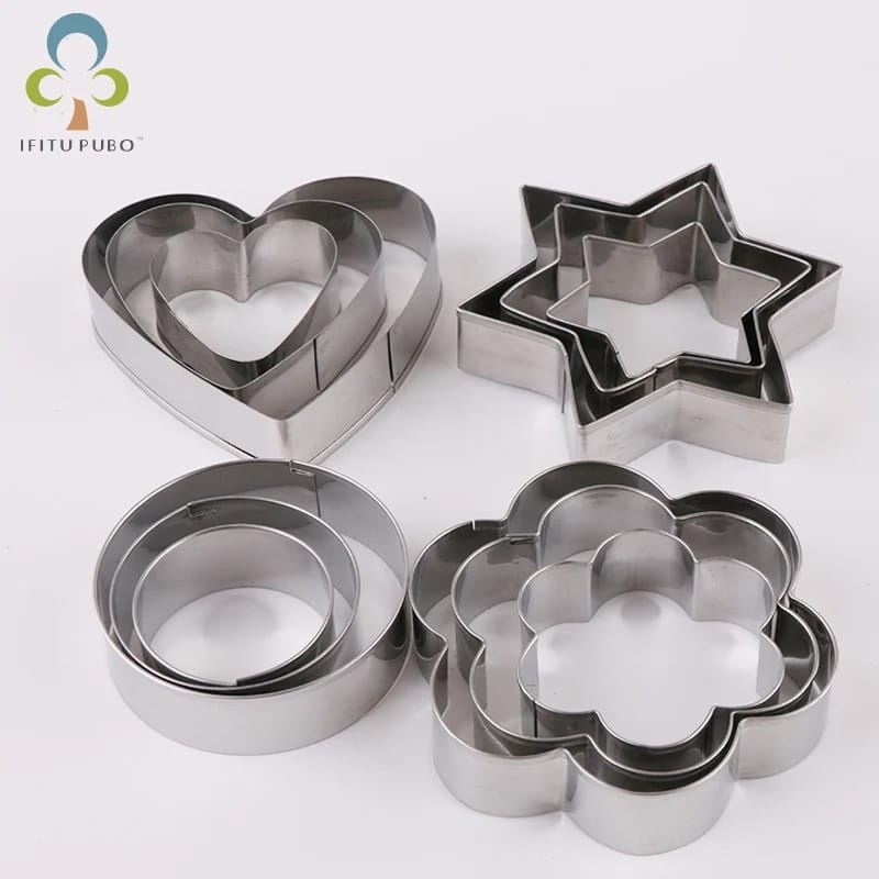 12pcs Stainless Steel Kitchen Cookies Cutter