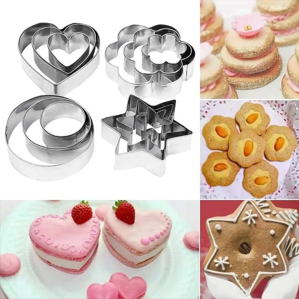 12pcs Stainless Steel Kitchen Cookies Cutter