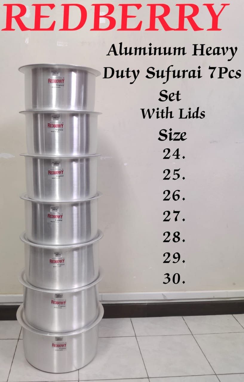 Set of 7pcs Heavy Duty Kitchen Cooking Sufuria/pots with heavy duty lids