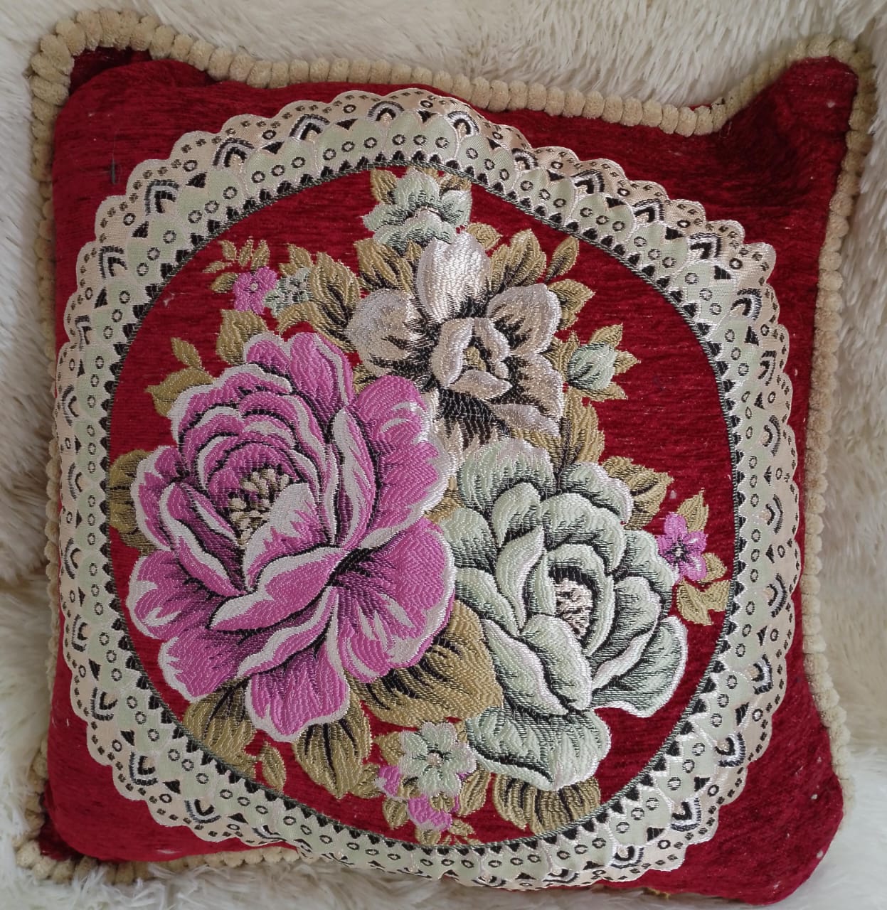 Set of 6pcs compete Silk throw pillows cases and 6pcs fibre filled throw pillows