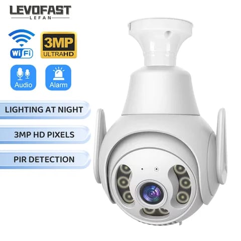 360 Rotating Camera Bulb with Alarm,with Voice recorder,uses WIFI.easy to install and motion sensor