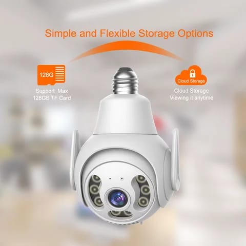 360 Rotating Camera Bulb with Alarm,with Voice recorder,uses WIFI.easy to install and motion sensor