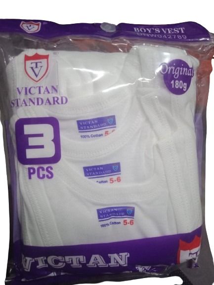 6 Pieces All White Boys and Toddler Kids Vests -All White.100% Cotton Vests for kids ranging from 3years to 14years of age