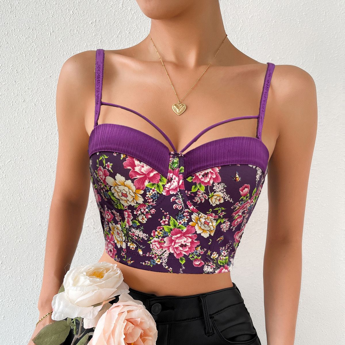 Summer 2024 Girls Sexy Beach Resort Style Fashion Print Sexy Bandeau Vest Bra