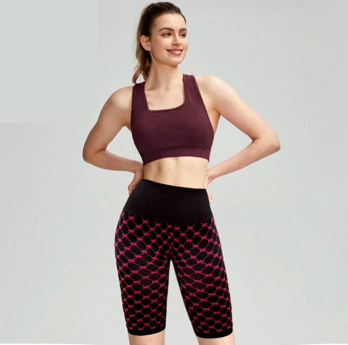 European And American Style High-Waisted Belly And Hip Lifting Love Pattern Fitness Breathable And Quick-Drying Sports Leggings