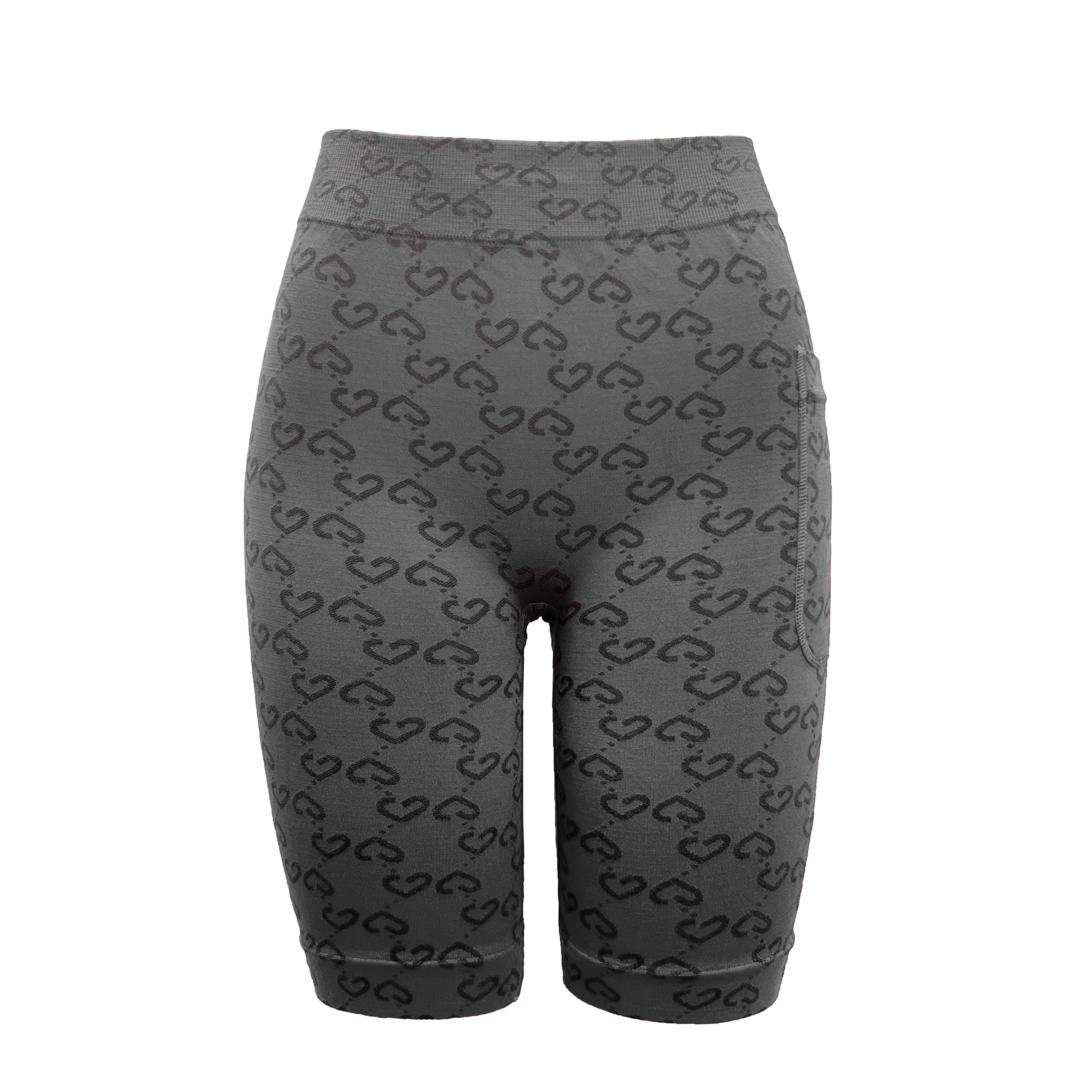 Side Pocket Design High-rise Fitness Yoga Running Shorts for Women Center Symmetric Heart-shaped Pattern