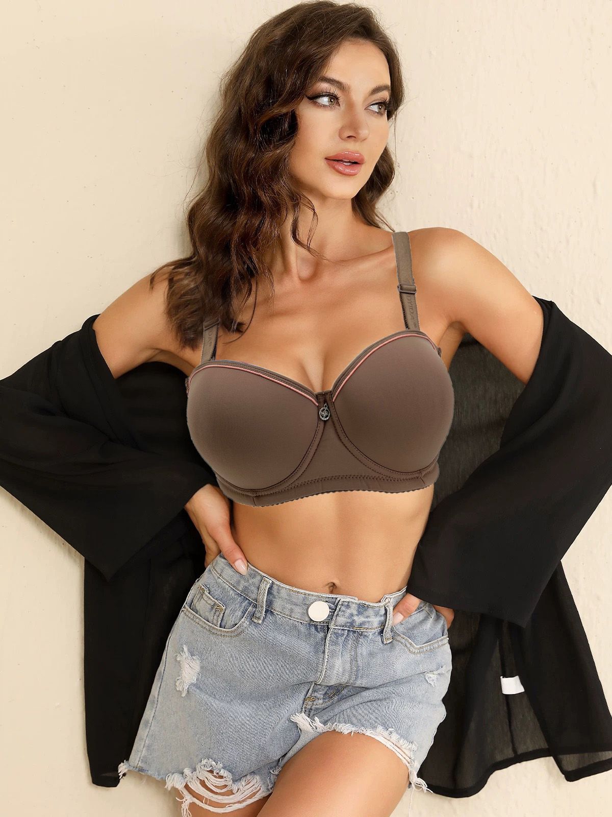 2024 Popular Girls Feel Europe And The United States Large Cup Gathering Up Non-Slip sexy Bra