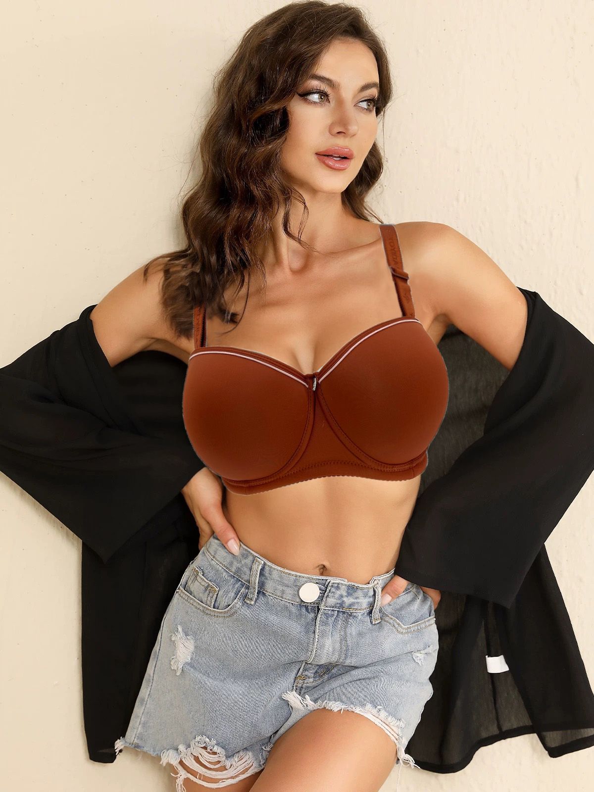 2024 Popular Girls Feel Europe And The United States Large Cup Gathering Up Non-Slip sexy Bra
