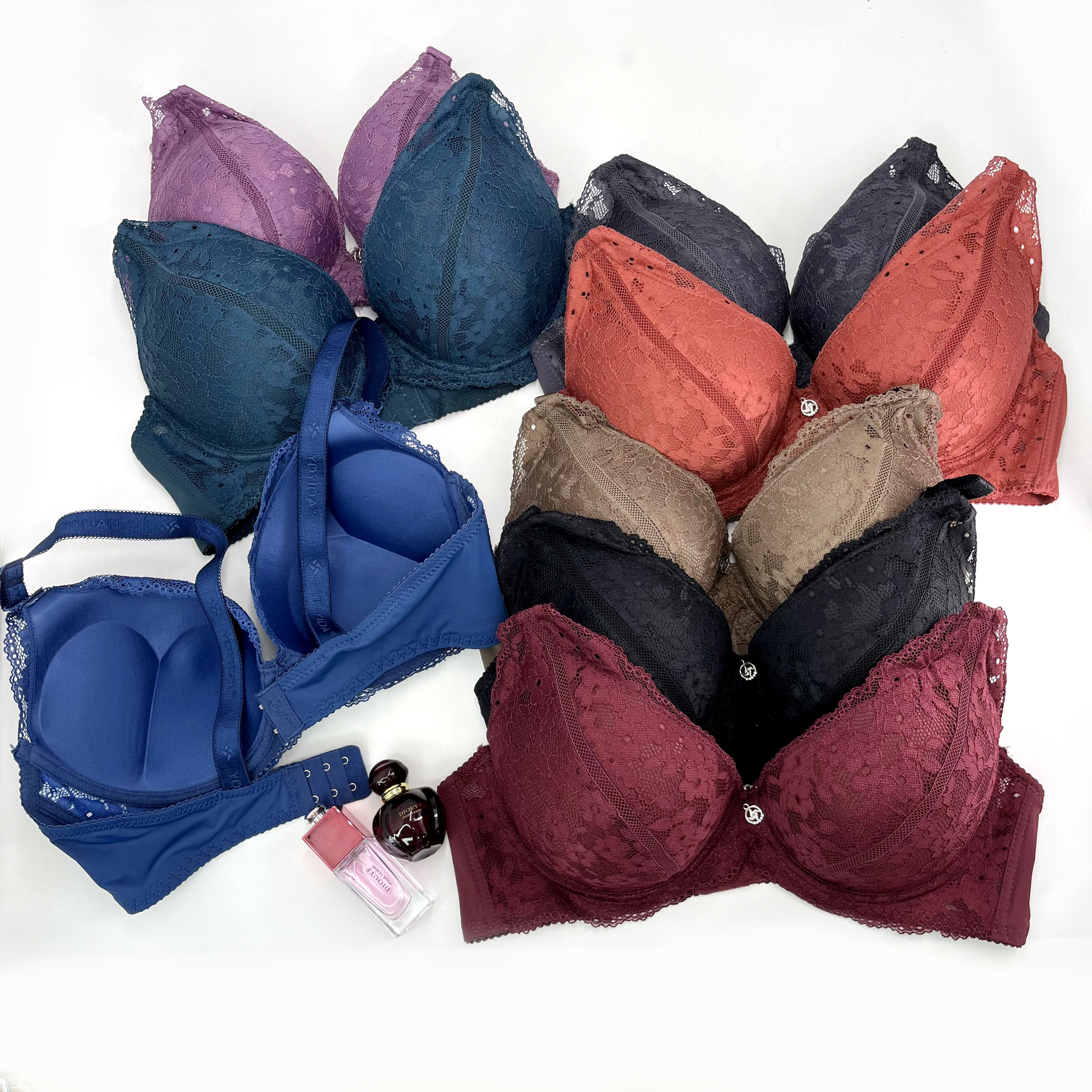 Fashion Style Water-Soluble Lace Floral Breathable Quick-Drying Large Cup Sexy Royal Sister Style Bra