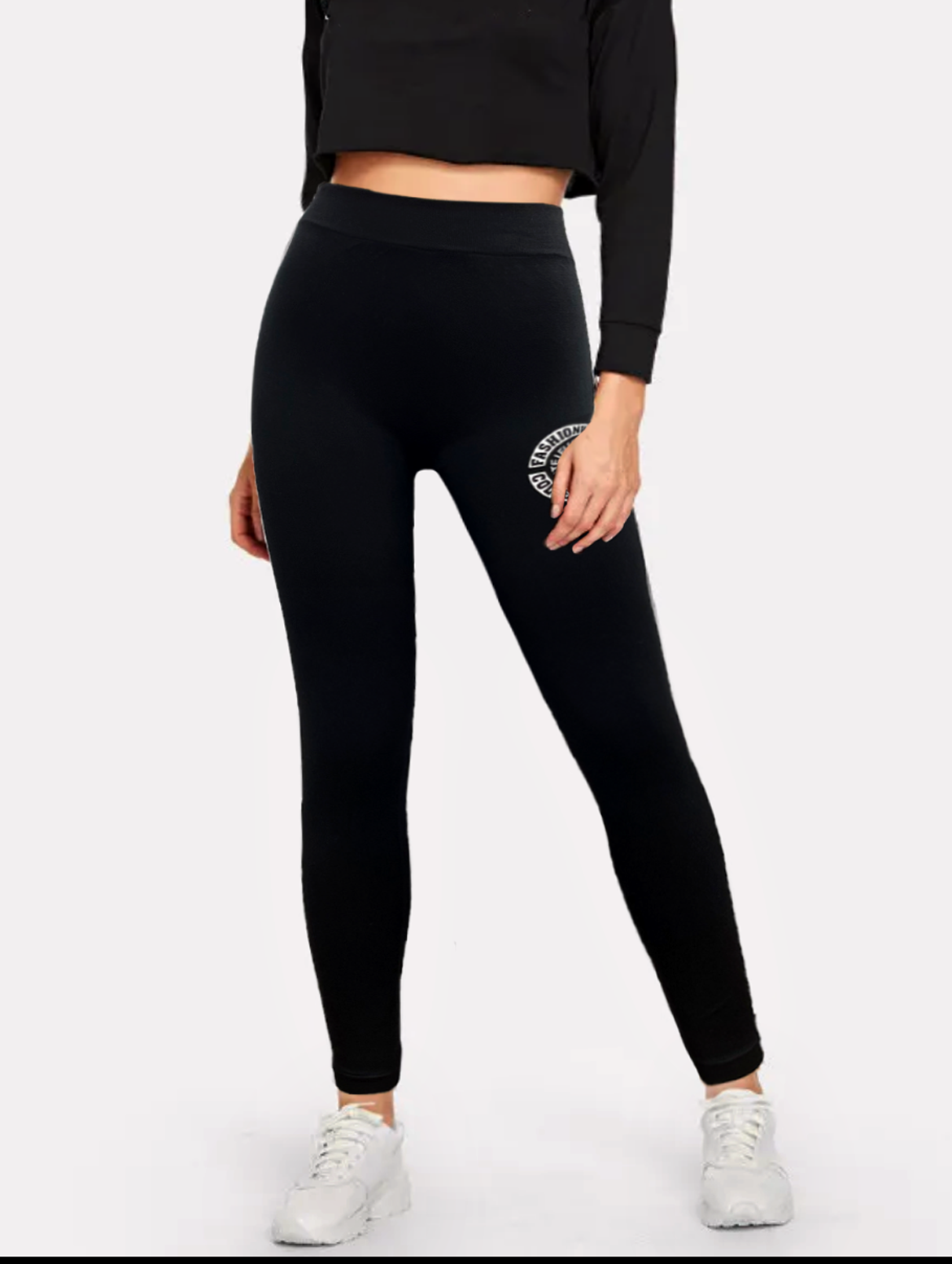 Hot Selling Vogue Mid-rise Black Sweatpants Side Stripes Sweat-absorption and Flash Drying Trousers For Women