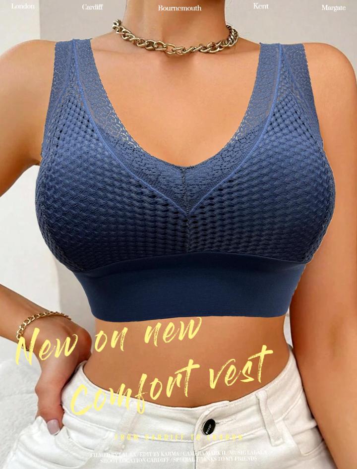 New Arrival Brassiere  Elegant Mesh Non-removable Thin Foam Vest Bra Wide Shoulder Strap