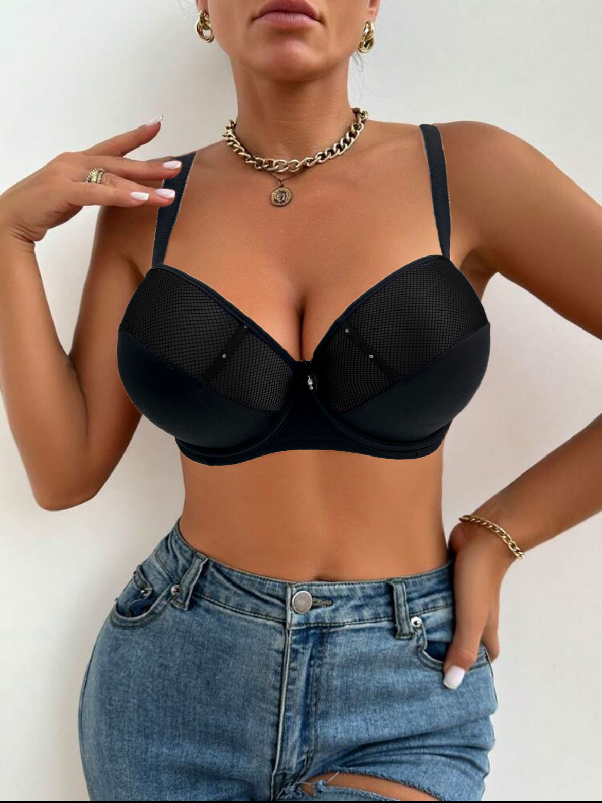 UK/Europe And The United States Hot Selling Uk Bra Sexy Mesh Big Thick Cup