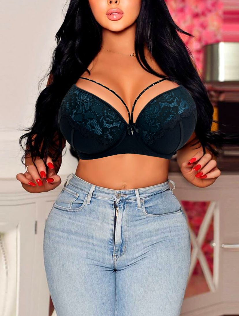 Sexy Lace Bralette Mid-Rope Mesh Brassiere Double Padded Thick Foam Push Up Bra Big Cup For Women