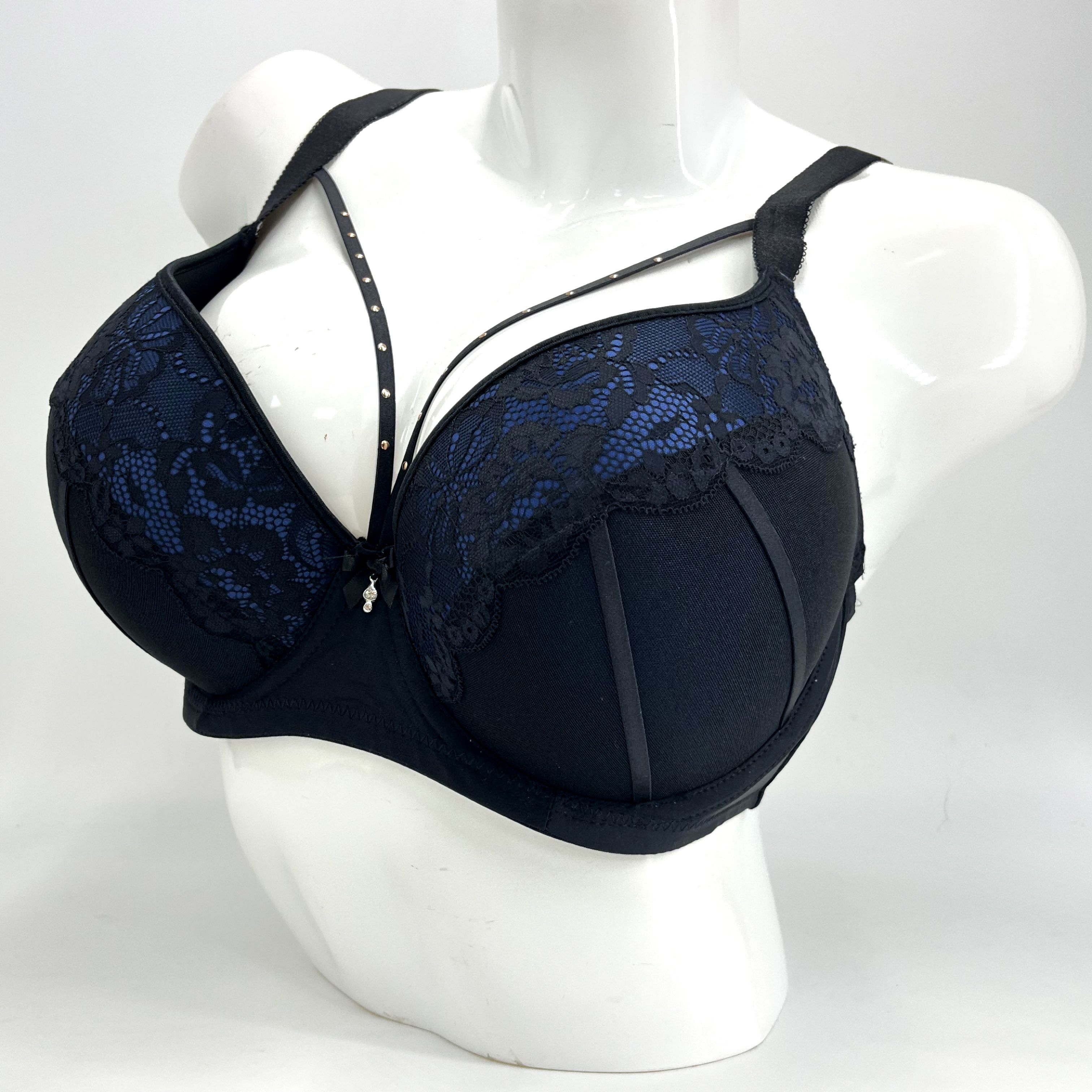 Sexy Lace Bralette Mid-Rope Mesh Brassiere Double Padded Thick Foam Push Up Bra Big Cup For Women