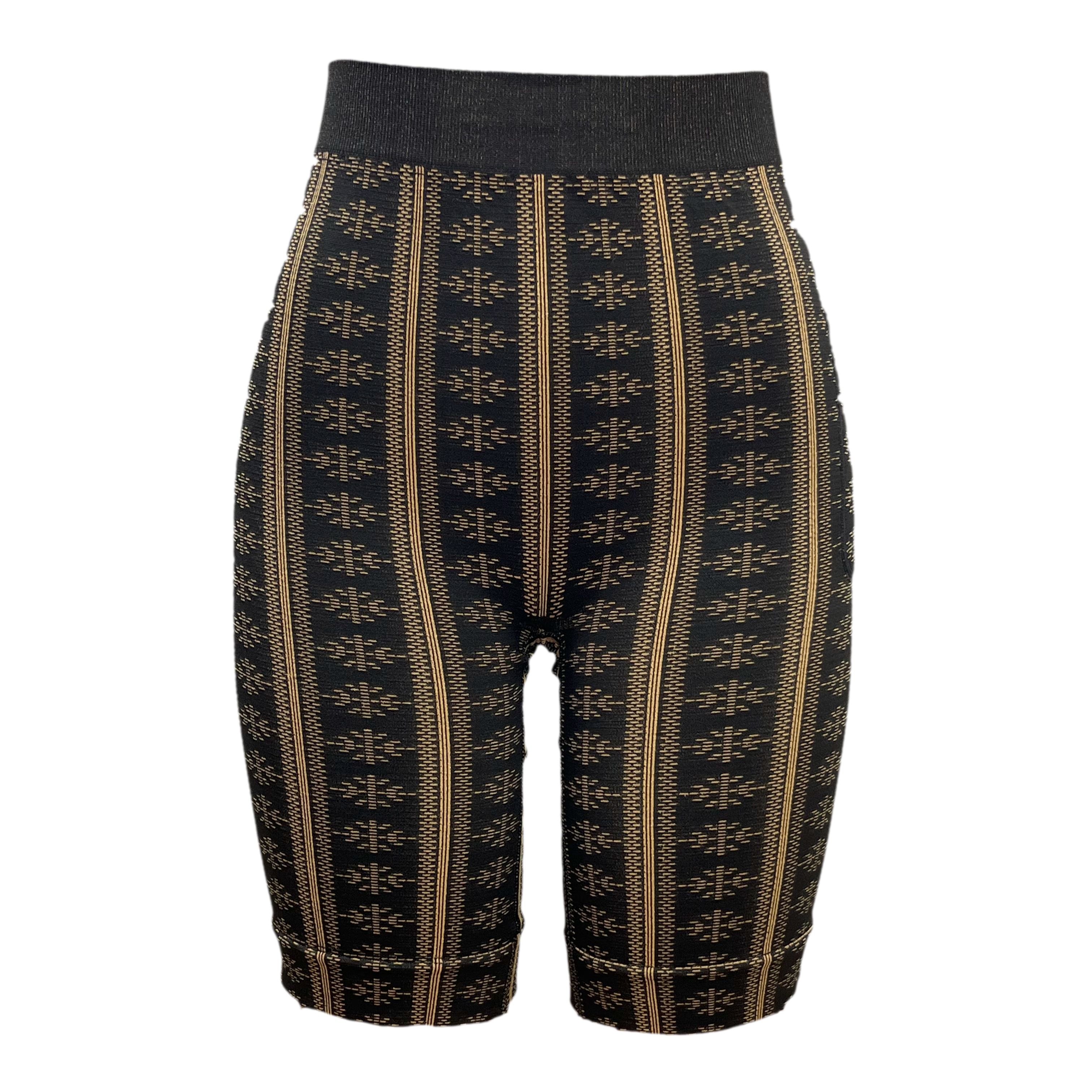 High elasticity Spandex Sleeveless Yoga Shorts Dark Brown Stripe Pattern With Side Pocket For Women