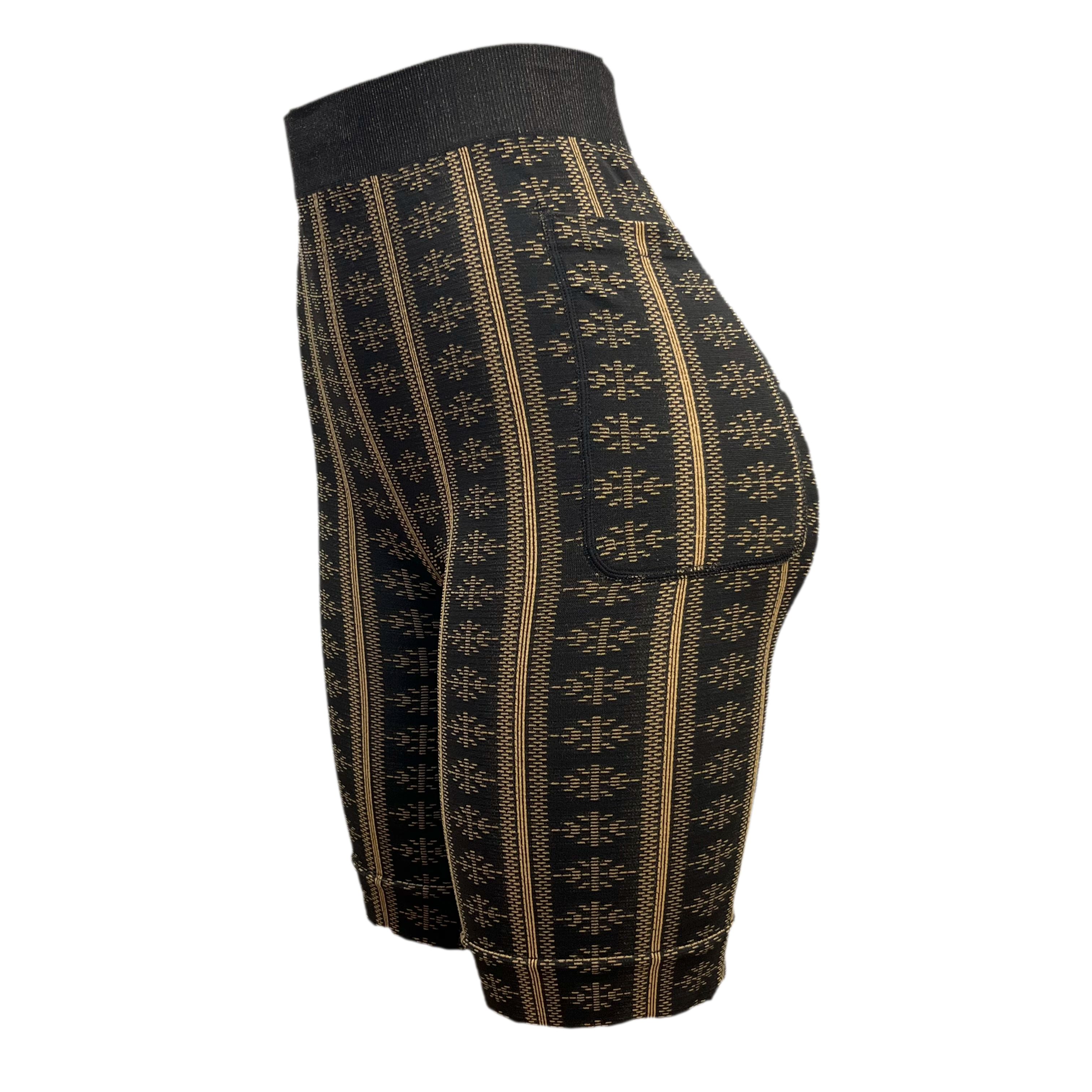High elasticity Spandex Sleeveless Yoga Shorts Dark Brown Stripe Pattern With Side Pocket For Women