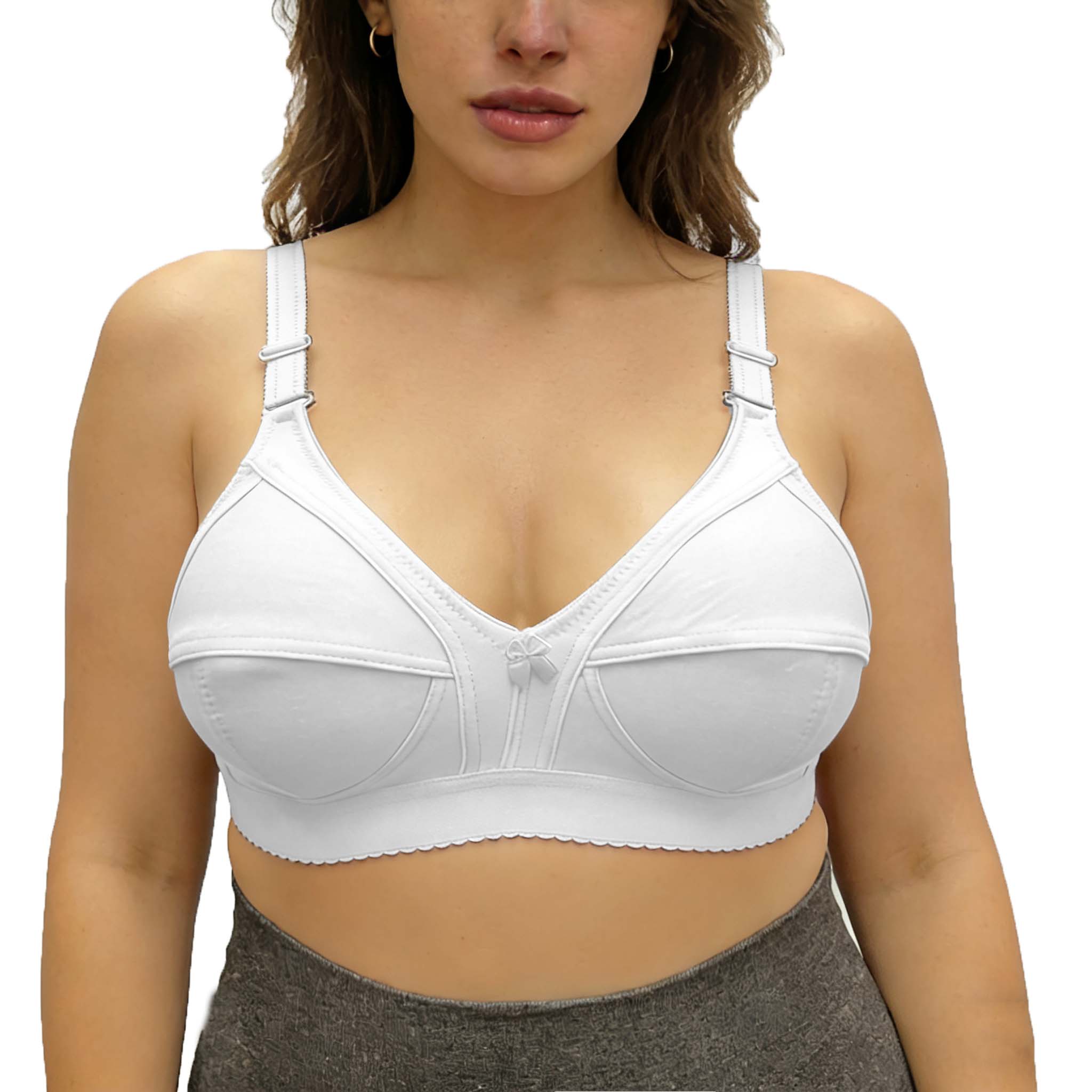 600PCS Women's Plus Size Full Support Bra Wireless Comfort Breathable Everyday Underwear (3 Colors: Beige/Black/White)