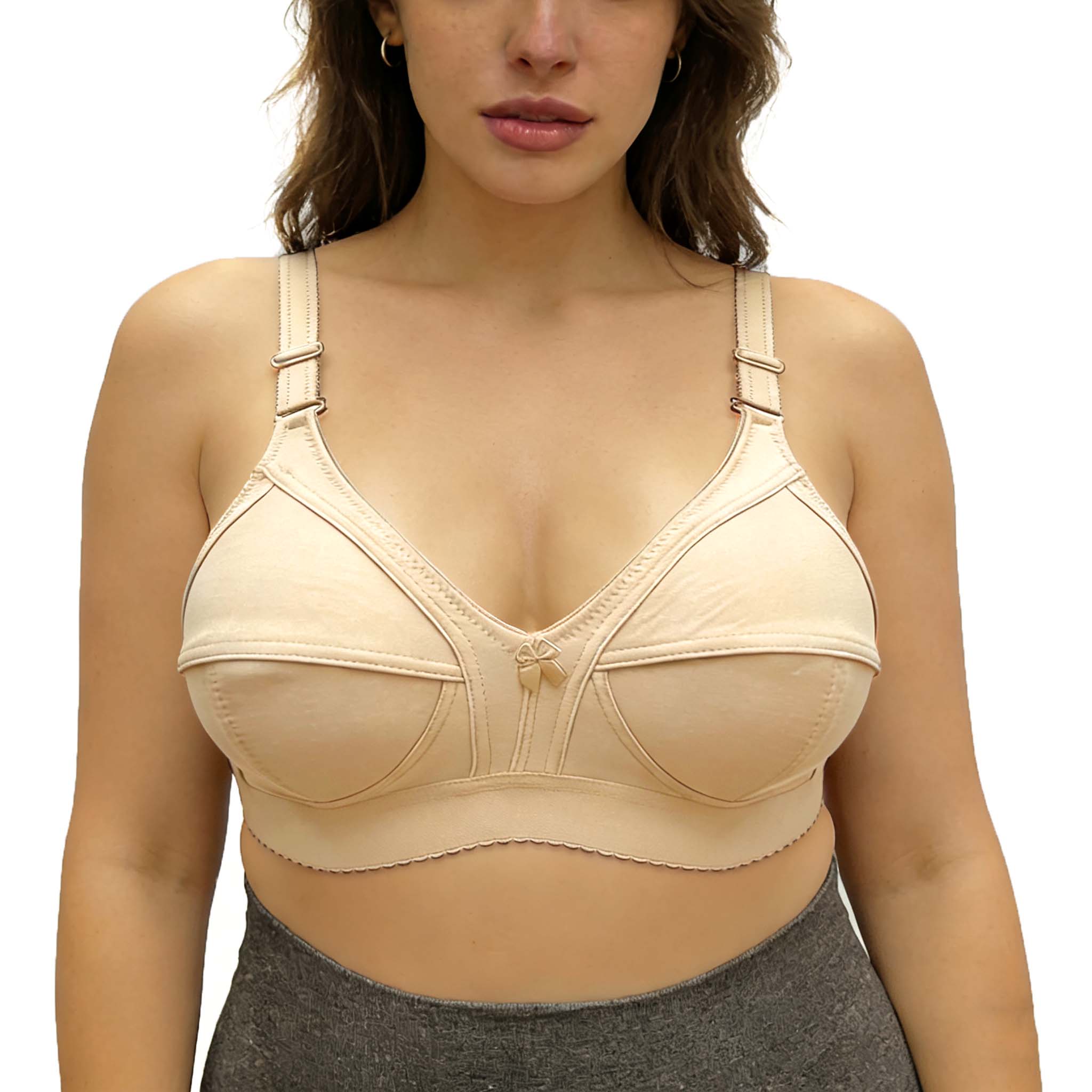 600PCS Women's Plus Size Full Support Bra Wireless Comfort Breathable Everyday Underwear (3 Colors: Beige/Black/White)