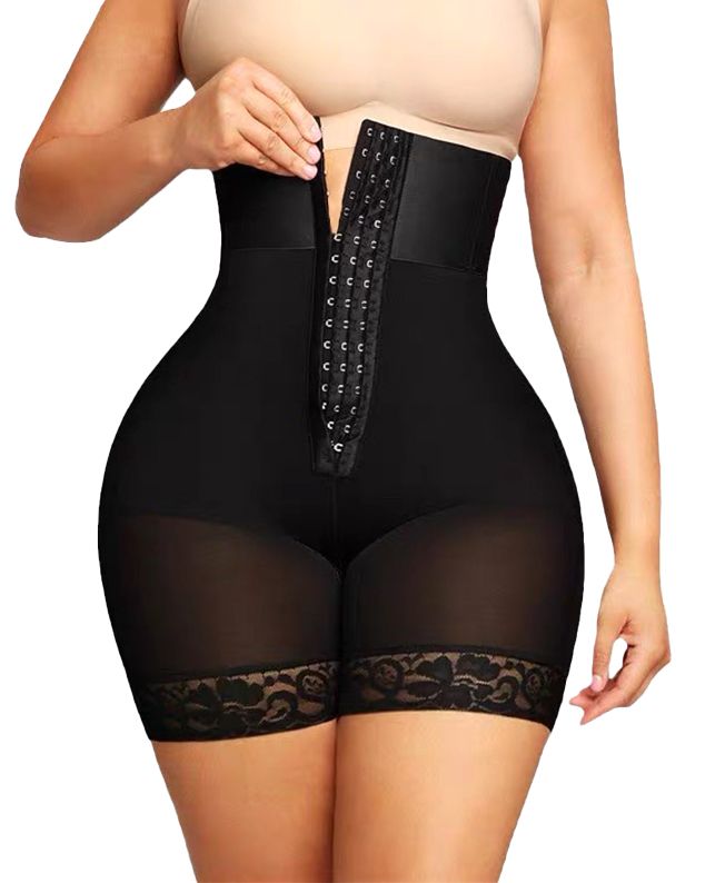 Plus Size High Waist Tummy Control Shapewear Shorts Lace Hem Body Shaper for Women