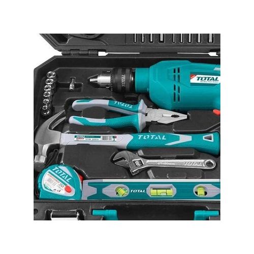 TOTAL 115pcs Electric 650W Hammer Drill Professional Tool Set With Drill DIY Kit