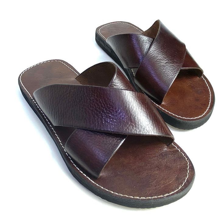 New Men's Shoes pure leather sandals Cool Men Non-Slip Beach Sandals Slippers Dad Casual Air Force Fashion  Inside and Outside Birthday Household Shoes Durable Shoe Sandals