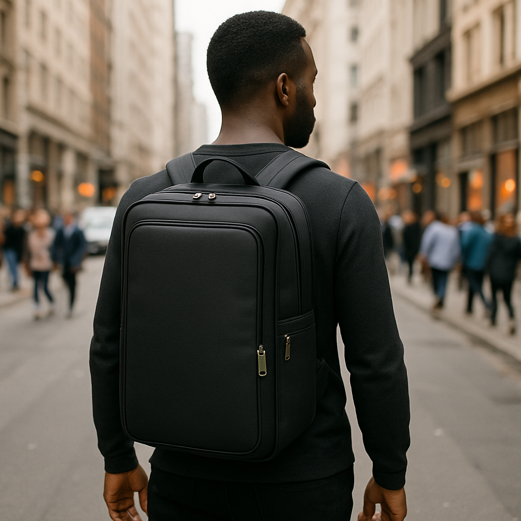 Backpack genuine leather large capacity unisex for school or work spacious zipper