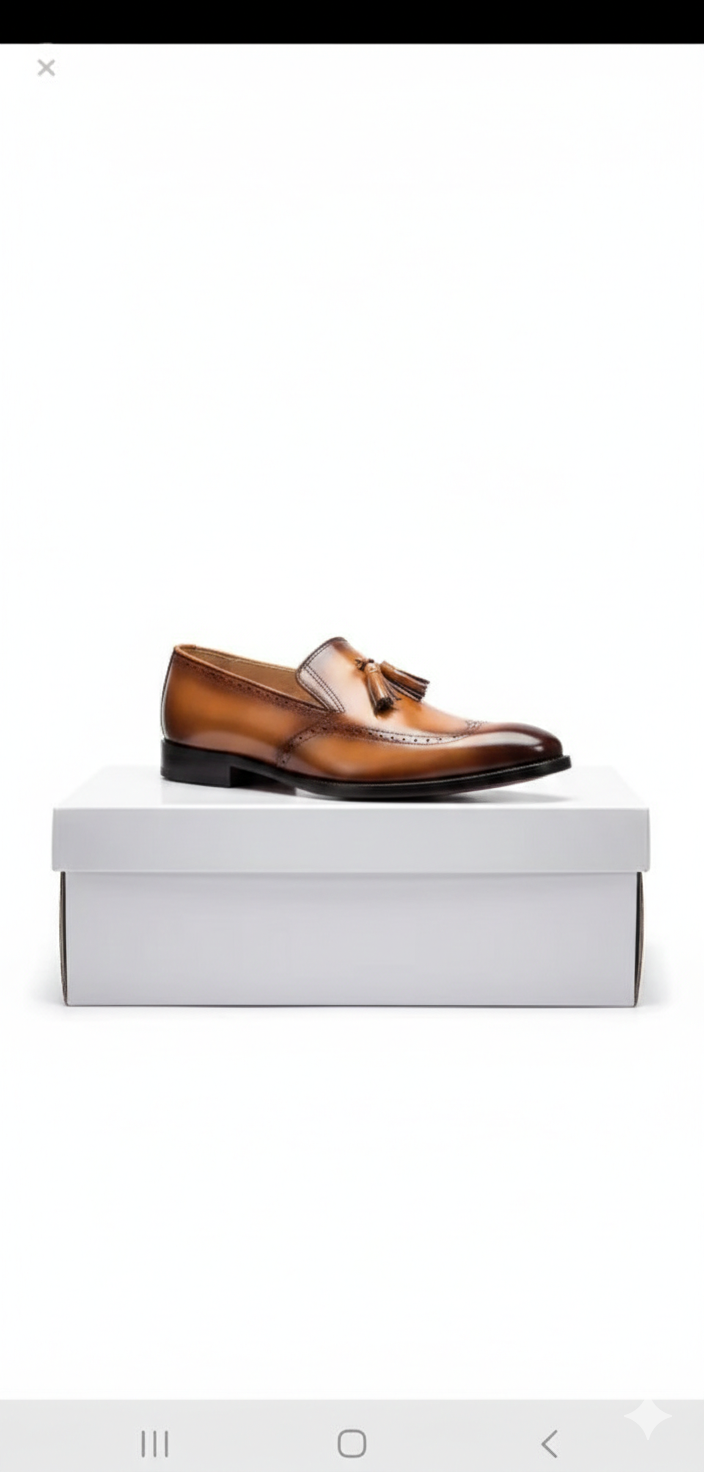 FASHION MENS HIGH QUALITY GENUINE BUSINESS FORMAL ETHIOPIAN LEATHER OFFICIAL OR CASUAL SHOES - BOXED
