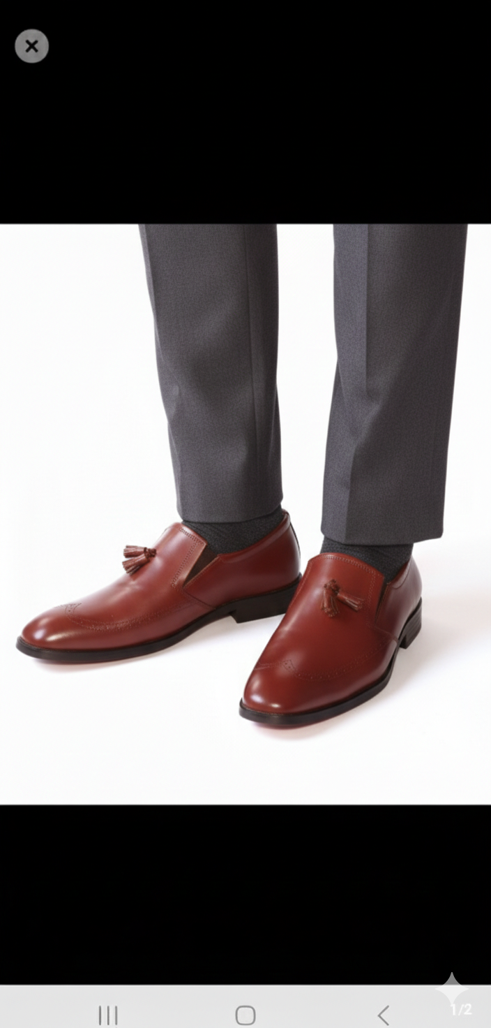 FASHION MENS HIGH QUALITY GENUINE BUSINESS FORMAL ETHIOPIAN LEATHER OFFICIAL OR CASUAL SHOES - BOXED