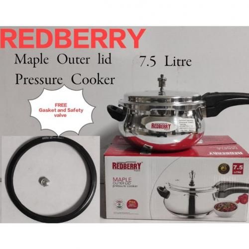 Redberry Premium Range Aluminium Maple Pressure Cooker With Free Gasket And Safety Valve