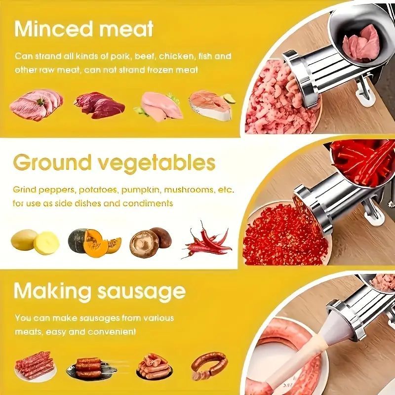 Multi-Functional Meat Mincer Meat Grinder Sausage Maker Durable Home Kitchen Tool for Grinding Meat and Vegetables