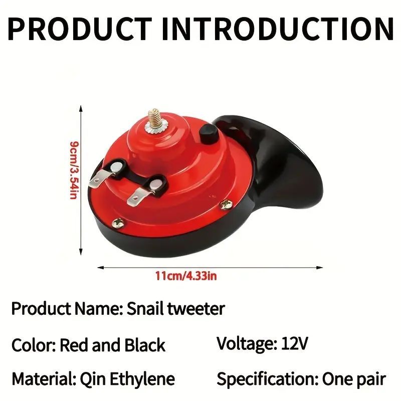 2Pcs 12V Electric Car Horn Set - Loud Dual Tone Automotive Horn Kit with Mounting Hardware for Cars Trucks Motorcycles